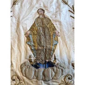 Large Marian Processional Banner – 19th Century 