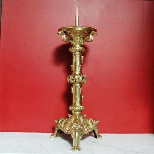 Neo-roman Style Altar Candlestick In 19th Century Bronze