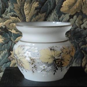 Large Vase Or Cache Pot In White Opaline