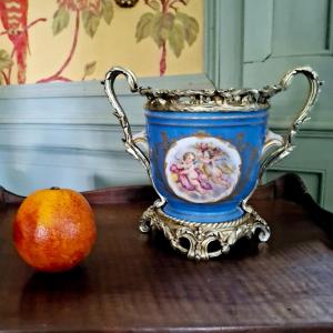 Edmé Samson Small Porcelain And Bronze Cooler, 19th Century
