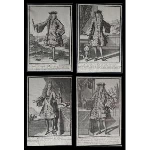 A Series Of Four Portraits Of Courtiers By Henri Bonnart (1642–1711)