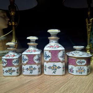 Set Of Three Samson Porcelain Bottles + A Powder Box