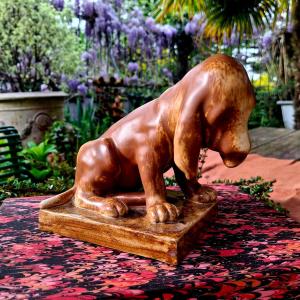 Basset Hound Puppy In Enameled Stoneware Atelier Alphonse Cytere Rambervillers