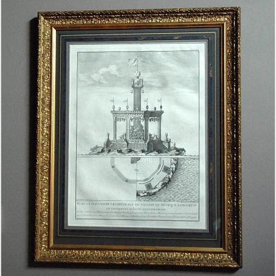 Engraving: Plan And Elevation Of The Music Room In Paris In 1739