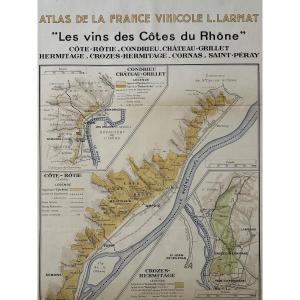 Atlas Of French Wines. Map "the Wines Of The Côtes Du Rhône". Louis Larmat.