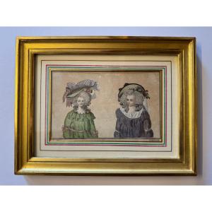 Framed 18th Century Fashion Engraving.