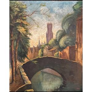 The Saint Boniface Bridge In Bruges By Meire, An Undocumented Belgian Painter.
