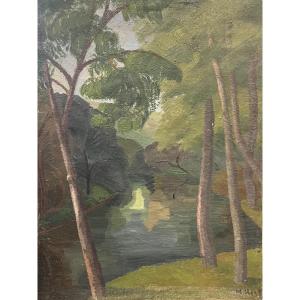 The Doubs In Ornans From The Artist's Studio, Marthe Hirt, French School (1890-1981).
