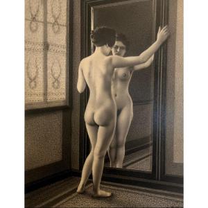 Female Nude, Pencil Drawing By Albert Mura, French Cartoonist (1898-1972).