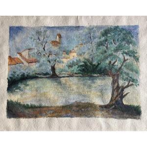 Landscape, Watercolor By Martha Walter, American Artist (1875-1976)