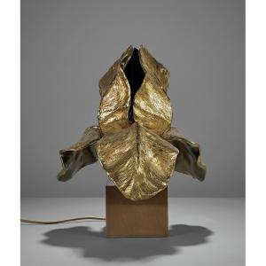 “iris” Lamp With Base — Christiane Charles, Maison Charles, Circa 1965- Bronze