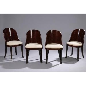 Set Of 4 Gondola Chairs – Art Deco – In The Style Of émile-jacques Ruhlmann
