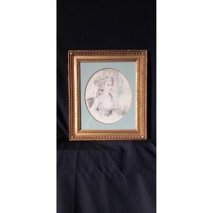 Portrait In Pastel And Black Stone, Circa 1780-1790- Louis XVI Period
