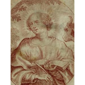 Devotional Image On Vellum & Saint Lucas & XVIIIth Century