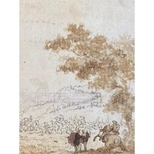 Military Camp & Study & Drawing & Pen And Black Ink, Brown Wash Dated 1782