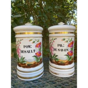 Pair Of Pharmacy & Porcelain Pots Late 19th Century