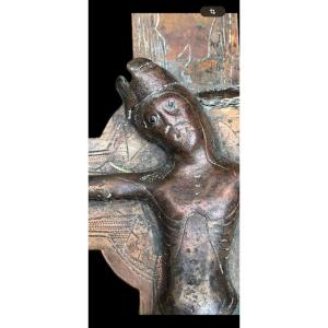 Copper And Enamel Crucifix - Limoges - Circa 1300