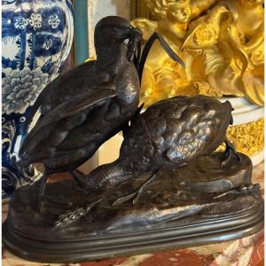 Group Of Bronze Partridges 