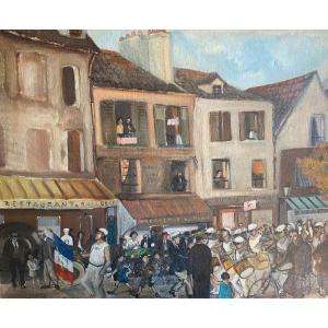 Marcel Charbonnel (1901-1981) "the Gymnastics Society" Lyon Painting