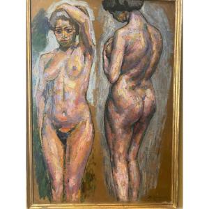 "two Standing Nudes" Augustin Emile Benoît Carrera (1878-1952)