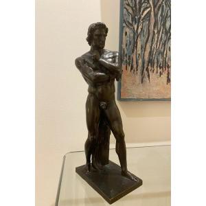 Denis Foyatier (1793-1863) “spartacus” 1832 Bronze Sculpture With Nuanced Brown Patina Matt