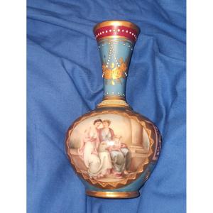 Soliflore Vase In Painted Porcelain D A Neo-classical Scene Circa 1880