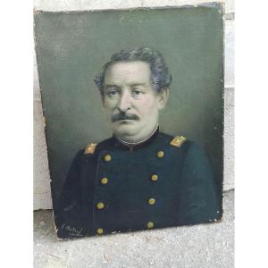 Oil Portrait Of Swiss Colonel Herteinstein By Artist F. Mittal Circa 1888