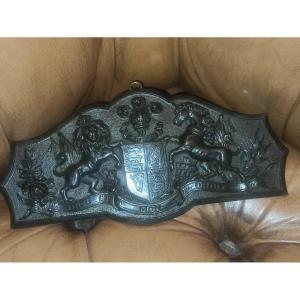 Brown Patina Bronze Plate Representing The Arms Of Great Britain, Nineteenth