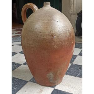 Large Oil Bottle In Glazed Earth, Normandy Nineteenth