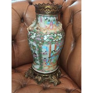 Canton Porcelain Vase Mounted In Bronze, Second Half Of The 19th Century