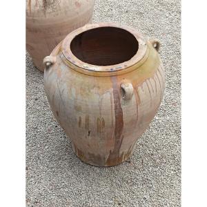 Partly Enameled Terracotta Oil Jar Circa 1880
