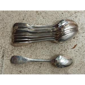 Suite Of 8 Moka Spoons In Silver Metal Uniplat Model