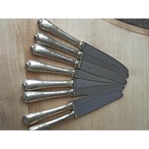 Set Of 8 Christofle Silver-plated Dessert Knives, Marly Model M
