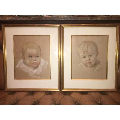 Pair Of Portrait Of Child