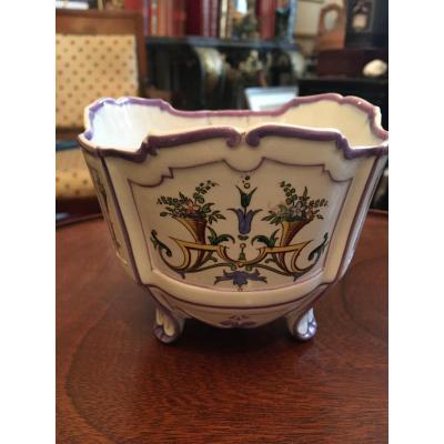 Small Sarreguemine Earthenware Cache Pot