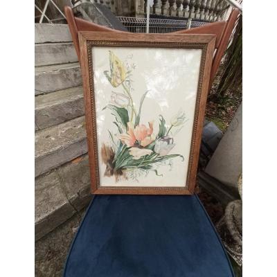 Watercolor Of Flowers Art Nouveau Period