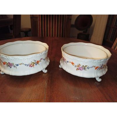 Paire De Jardinières De Table En Porcelaine De Limoges