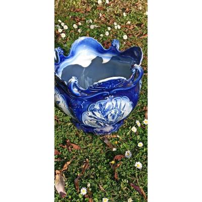 Important Cache Pot En Faience Anglaise époque Victorienne Par Wwr And Co Staforshire England 