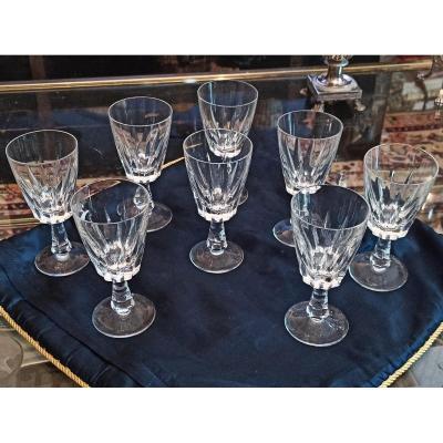 Suite Of 8 Red Wine Glasses In Cut Crystal From Villeroy And Boch Model Mexico