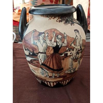 Beautiful Ciboure Sandstone Vase Signed Garcia De Diego