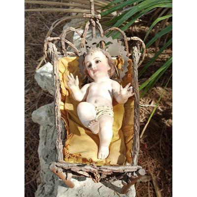Enfant Jésus En Plâtre Patiné D Origine Catalane Circa 1880