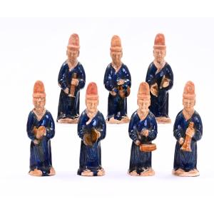 Collection Of Seven Chinese Polychrome Sculptures, Ming Dynasty (1368-1644)