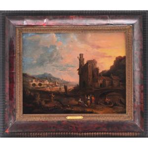 Trade In A Coastal Village, Flemish Or Dutch School (1700-1750)