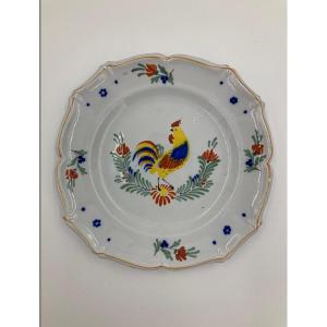 Decorative Plate With French Rooster Kg Saint-clément (19th Century)