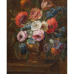 Floral Still Life In A Classical Vase, European School, 19th Century