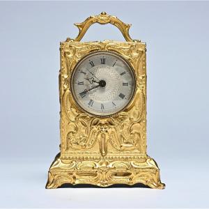 French Gilt Travel Alarm Clock (1880-1890)