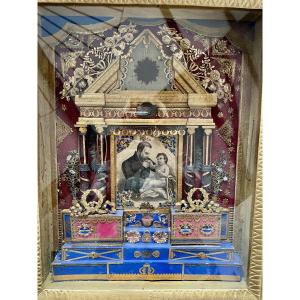 Reliquary Frame With Paperoles - Multi Saints 19th Century