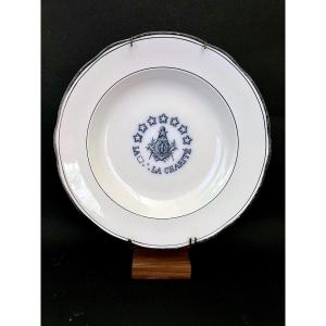 Masonic Earthenware Plate - La Charité Lodge - 19th Century 