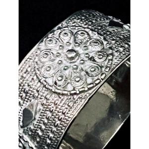  Silverware - Ottoman Empire - Tughra - Solid Silver Courtesan Clasp Bracelet