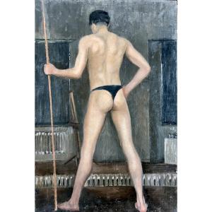Academic Male Nude – French Or English School, Circa 1940-1960
